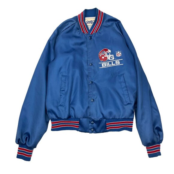 Vintage 80s Chalk Line NFL Buffalo Bills Satin Bomber Spellout Jacket Mens - Picture 3 of 5